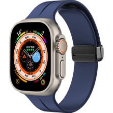 Good Case Apple Watch 7 (41MM) Uyumlu Metal Tokalı Silikon Kordon-84 Lacivert