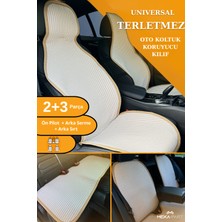 Meka Part Terletmez Oto Koltuk Koruyucu Kılıf %100 Pamuk 5 Li Tam Set Krem Peugeot 408 Tüm Modeller