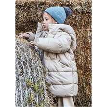 Mayoral Kız Çocuk Kürk Süslemeli Kapüşonlu Uzun Mont 4447 Krem