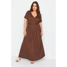 Büyük Beden V Yaka Kemer Detaylı Likralı Anvelop Elbise 303160