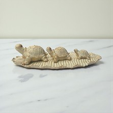 Peramari Dekoratif Polyester Üçlü Tabaklı Kaplumbağa Set Krem Eskitme