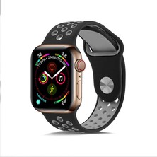 Good Case Apple Watch Ultra 3 (49MM) Uyumlu Delikli Silikon Kordon-02 Siyah-Gri