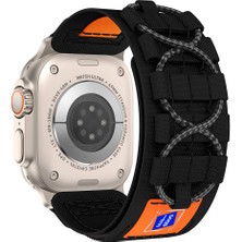 Good Case Apple Watch 6 (44MM) Uyumlu Inovatif Halka Tasarımlı Hasır Kumaş Kordon-99 Siyah