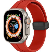 Good Case Apple Watch 10 (46MM) Uyumlu Metal Tokalı Silikon Kordon-84 Kırmızı