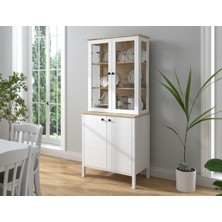  Hunerika Darel Cam Kapaklı Vitrin/büfe - Wood Beyaz/legnano