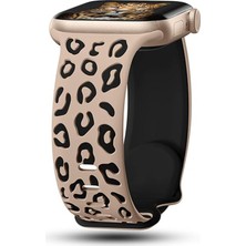 Good Case Apple Watch 7 (41MM) Uyumlu Desenli Silikon KORDON-140 Bej-Siyah