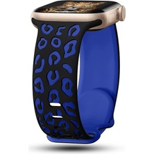 Good Case Apple Watch 7 (41MM) Uyumlu Desenli Silikon KORDON-140 Siyah-Mavi