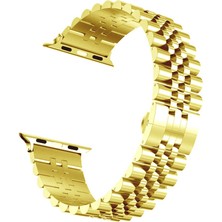 Good Case Apple Watch 6 (44MM) Uyumlu Zincir Görünümlü Metal Kordon-36 Gold