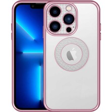 No 7 Tech iPhone 13 Pro Uyumlu Kamera Korumalı Logo Gösteren N7TH Esta Kapak-Rose Gold