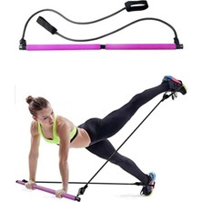 Delux Portable Pilates Çubuğu Plates Studio Aleti Çekme Lastikli Squat Barı