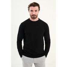 Desenli Slim Fit Bisiklet Yaka Erkek Triko Kazak