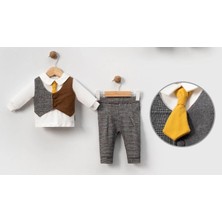 Çift Renk Yelekli Kravatlı Bebe 2'li Erkek Takım