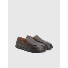 Vili Hakiki Floter Deri Kahverengi Kadın Loafer