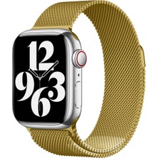 Good Case Apple Watch 10 (42MM) Uyumlu Mıknatıslı Hasır Metal Kordon-01 Gold