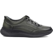 Kadın Haki Kalın Tabanlı Deri Sneaker