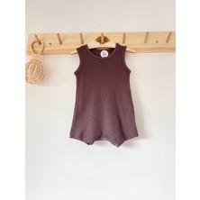 Koyu Mor Fitilli Askılı Romper Organik Modal Tulum %50 Modal %50 Pamuk