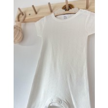 Ekru Ajurlu Çocuk Bebek Romper Tulum  %50 Organik Modal % 50 Pamuk