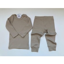 Bej Fitilli Modal Pijama Takımı