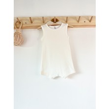 Ajurlu Ekru Askılı Romper Organik Modal Tulum %50 Modal %50 Pamuk