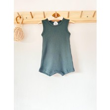 Haki Fitilli Askılı Romper Organik Modal Tulum %50 Modal %50 Pamuk