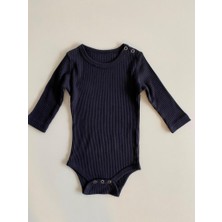 Lacivert Fitilli Modal Uzun Kol Body