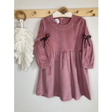 Fitilli Gül Kurusu 2-5 Yaş Kadife Elbise