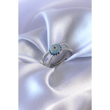 Gümüş Renk Nazar Boncuk Model Kadın Yüzük - Lisinya