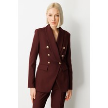 Ekol Kruvaze Yaka Kapak Cepli Ceket Bordo 05013