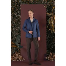 Efor Erkek Slim Fit Havacı Süet Görünümlü Mavi Kaban KA 080