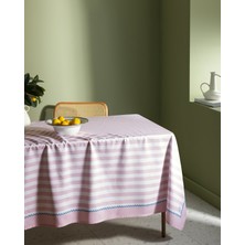 Madame Coco Louve Polycotton Masa Örtüsü - Pudra/Beyaz - 150x150 cm