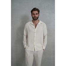 Bohemai Wesley Erkek Oversize Krinkıl Bej Gömlek