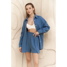 Bohemai Cosmos Indigo Müslin Şort Takım