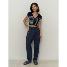 Bohemai Carrot Lacivert Keten Pantolon