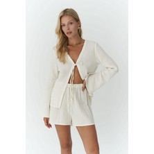 Ferriday Ekru Gömlek Şort Takım