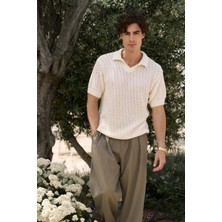 Bohemai Peter Erkek Polo Yaka Ekru Triko T-Shirt