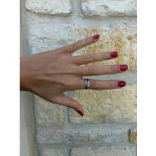 Sarmal Zirkon Taş Topçuk Gümüş Kaplama Ayarlanabilir Yüzük