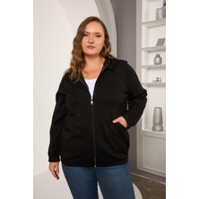 Cep Detaylı Büyük Beden Sweatshirt Siyah