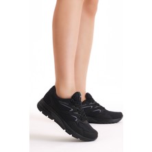 Tonny Black Unisex Siyah Poli Taban Nefes Alabilen Kumaş Bağcıklı Spor Ayakkabı
