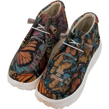 Kadın Vegan Deri Krem Bot - Moths And Butterflies Tasarım