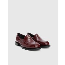 Wing Hakiki Rugan Deri Bordo Kadın Loafer Ayakkabı