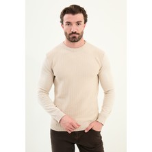 Desenli Slim Fit Bisiklet Yaka Erkek Triko Kazak