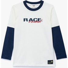 Baskılı Uzun Kollu Bisiklet Yaka Pamuklu Tişört