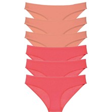 6 Adet Süper Eko Set Likralı Kadın Slip Külot Pudra Fuşya