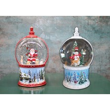 Kardan Adam ve Noel Babalı Işıklı Müzikli Kar Küresi