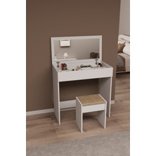 DF02113 Kapaklı Aynalı Bölmeli Puflu Makyaj Masası