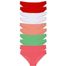 10 Adet Süper Eko Set Likralı Kadın Slip Külot Kırmızı Beyaz Pudra Yeşil Fuşya
