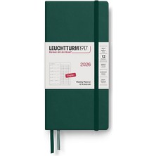 Leuchtturm 1917 Weekly Planner & Ajanda Defter Noktalı Wallet (B6+ x A6) 2026, Forest Green, English 372878