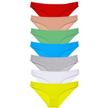 7 Adet Süper Eko Set Likralı Kadın Slip Külot Çok Renkli