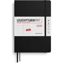LEUCHTTURM1917 Orta Boy (A5) 12 Aylık Haftalık Ajanda 2026 Sert Kapak, Ingilizce, Siyah 372706
