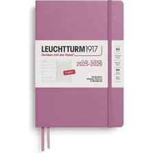 LEUCHTTURM1917 Orta Boy (A5) 18 Aylık Ajanda ve Not Defteri (Çizgili) 2026 Sert Kapak, Ingilizce, Dusty ROSE372797